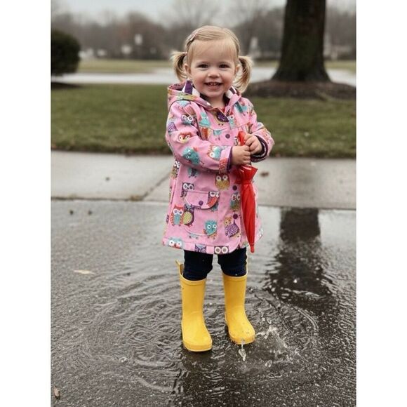 Hatley Other - Hatley Toddler Girls 2 Owl Print Hooded Raincoat AS IS